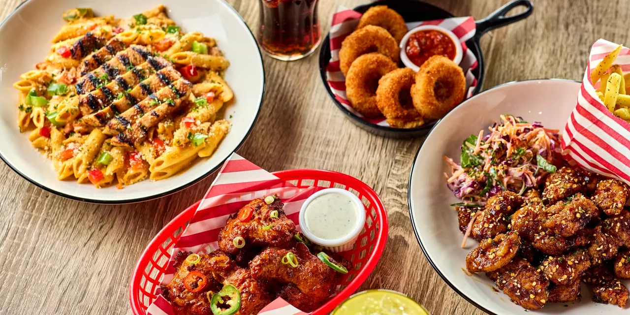 collection of food on plates