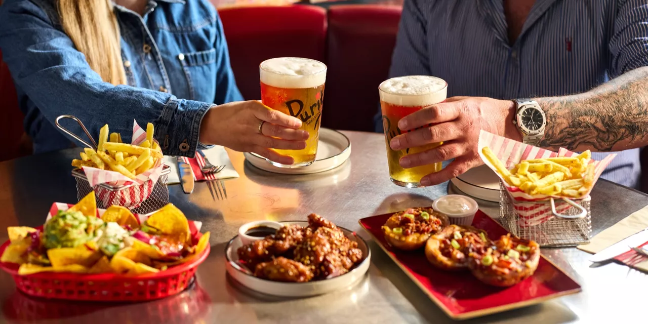Bottomless drinks and plates of food