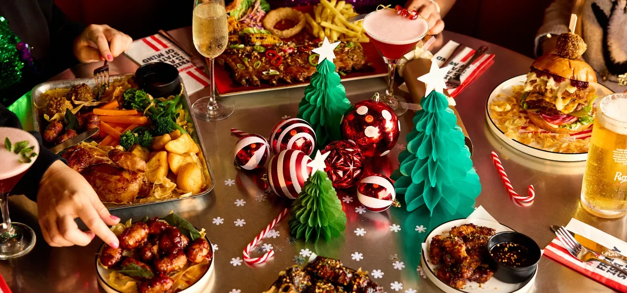 table of festive food and decoration