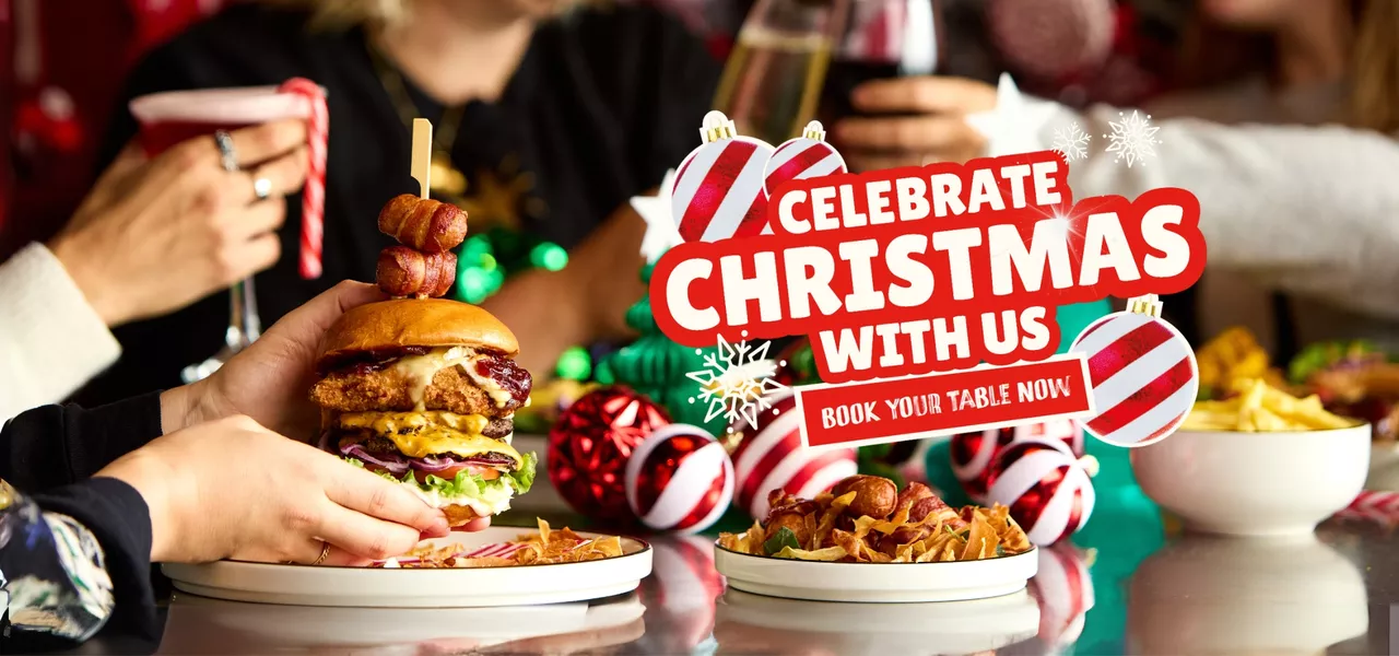 Group eating Christmas food