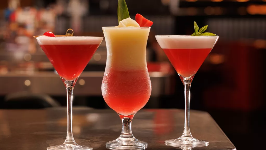Three cocktails on a table