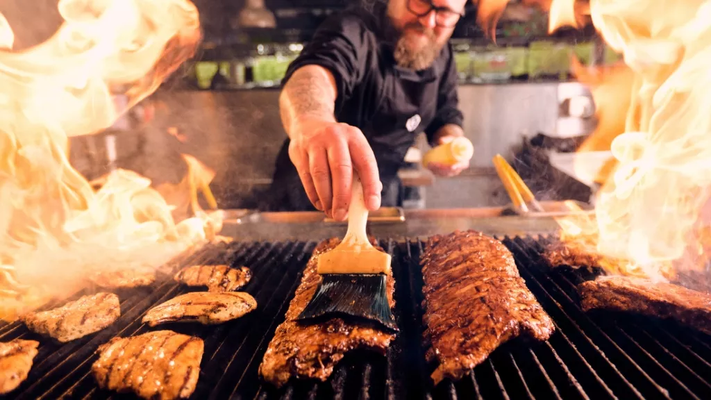 Grilling meat at TGI Fridays