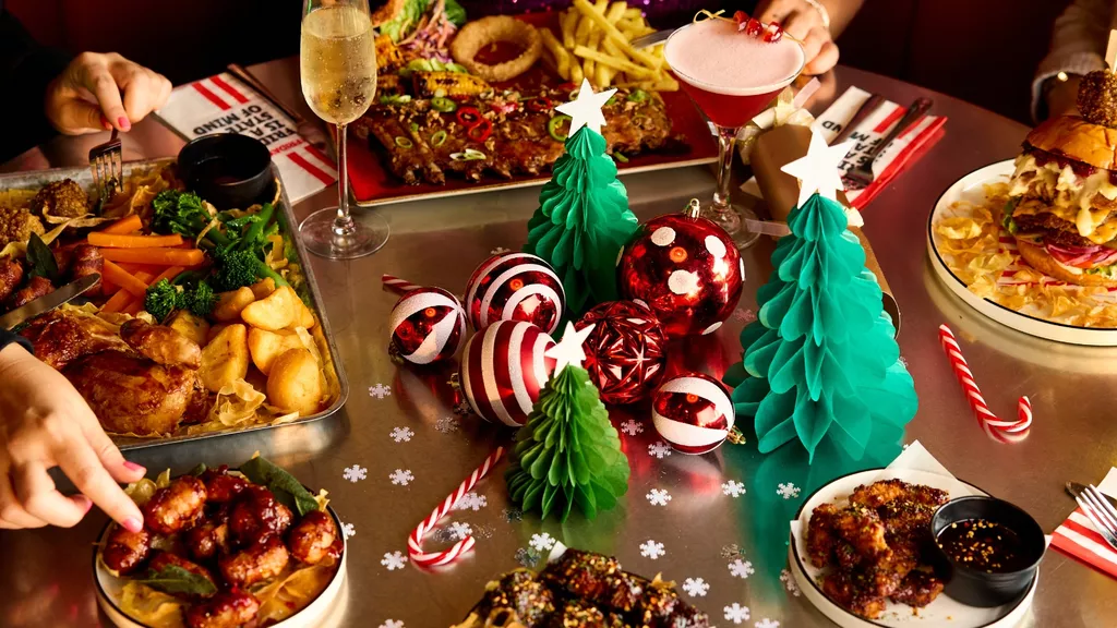 table of festive food and decoration