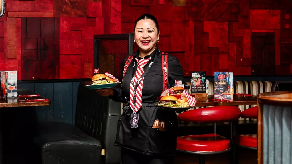 woman serving food