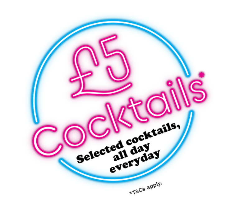 Five pound cocktail neon sign